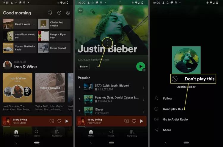 bloquear un artista en Spotify