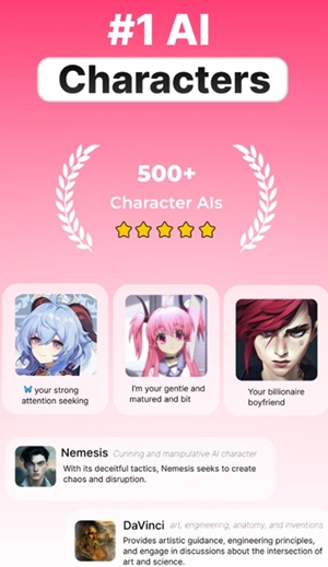 escolha personagens de IA no aplicativo Chai
