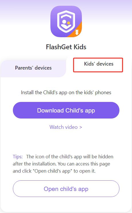 ดาวน์โหลด FlashGet Kids บนอุปกรณ์ของเด็ก