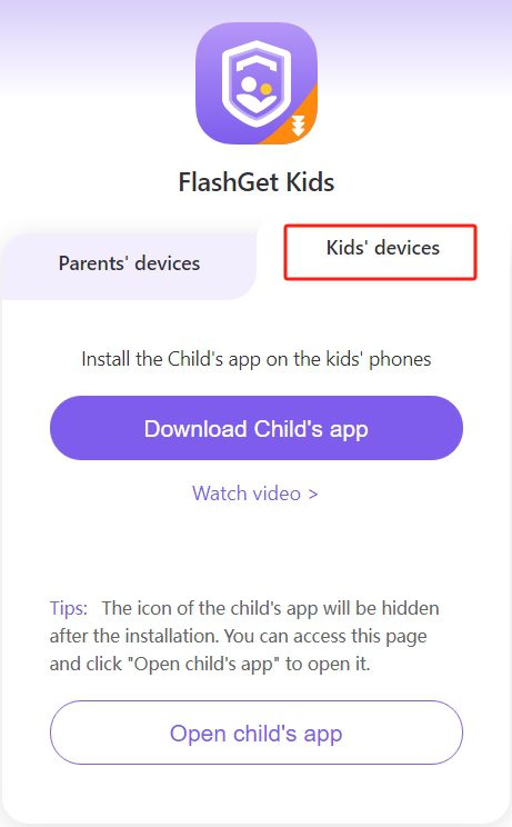 baixe FlashGet Kids em dispositivos infantis