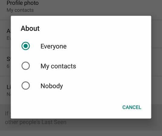 Everyone, My Contacts, and Nobody