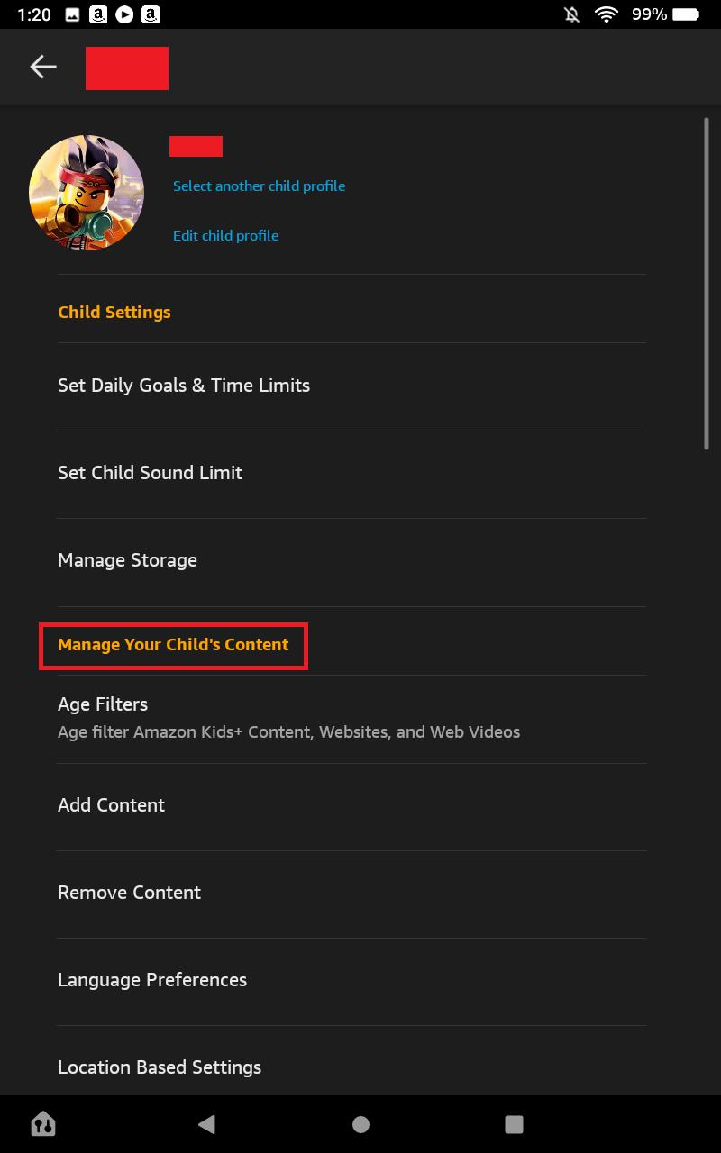 Set up parental controls on Amazon Kids tablet-Manage Your Child's Content