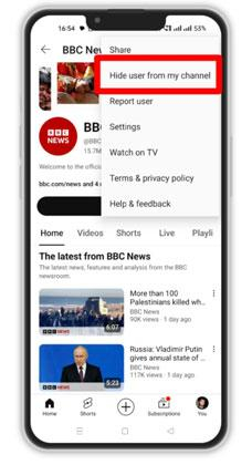 Bước chặn ai đó trên YouTube bằng Mobile 4