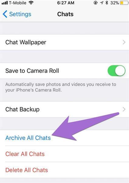 WhatsApp Arkivera alla chattar