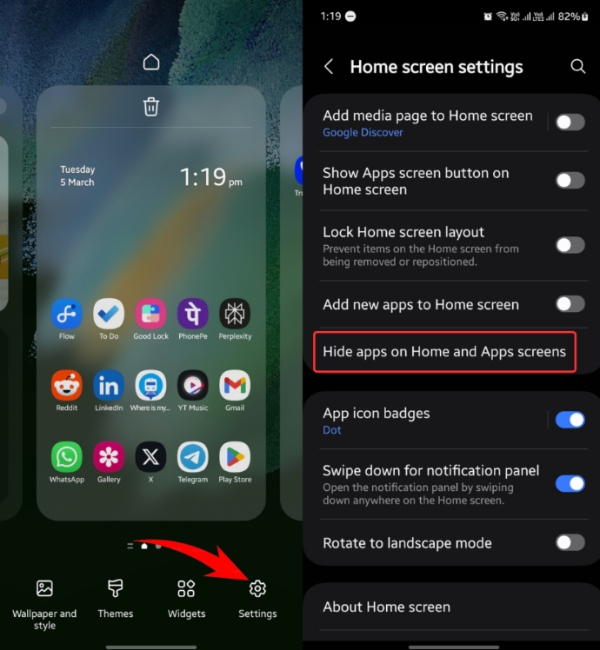 find hidden apps from Home Screen settings 1