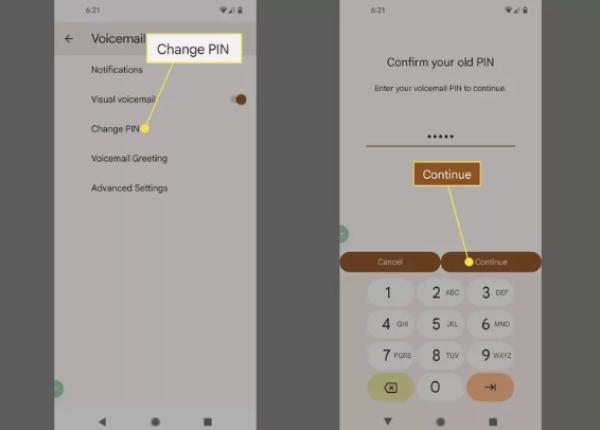 Resetujte PIN hlasové schránky na Android-Change PIN