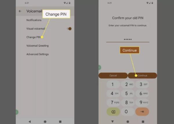 Đặt lại mã PIN thư thoại trên Android-Đổi mã PIN