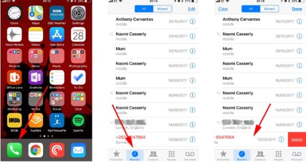 lihat riwayat panggilan lengkap saya di iPhone