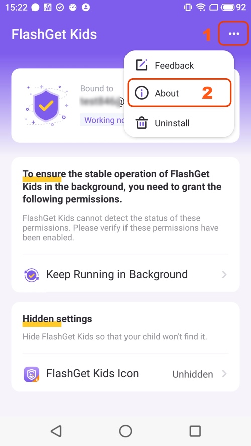 send error logs on FlashGet Kids for child