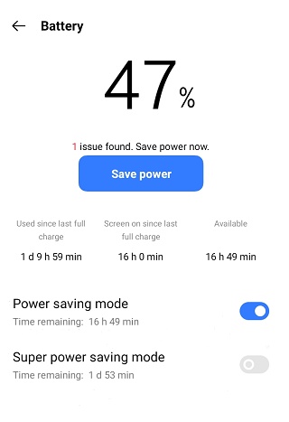 Power saving mode