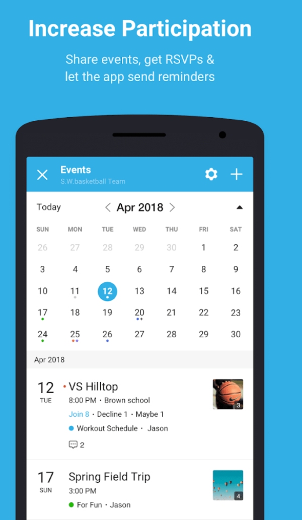 Kalender in der BAND-App