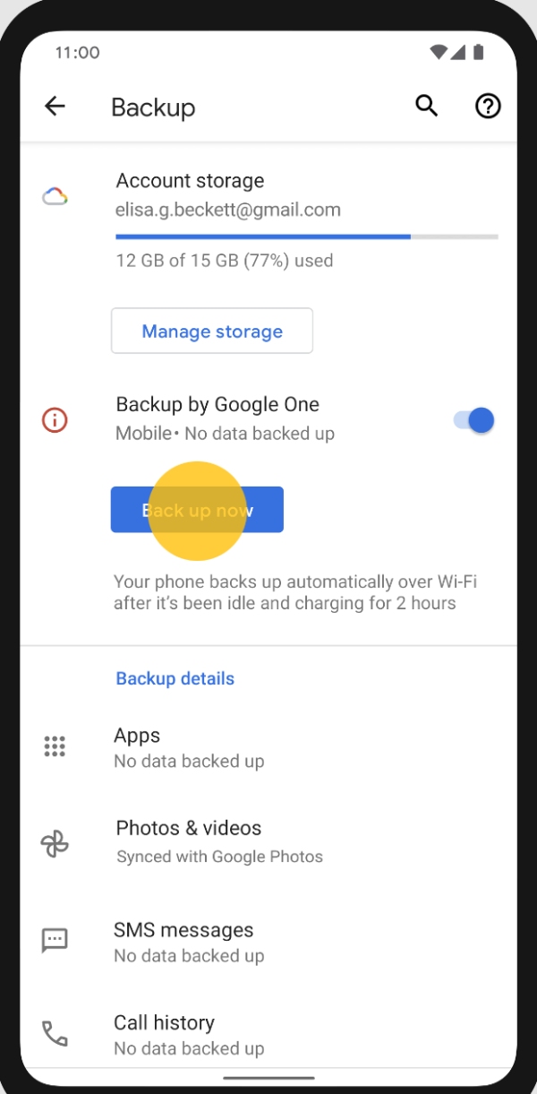 Con il backup di Google