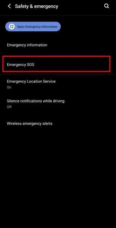 SOS de emergência no Android 12
