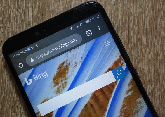 Öppnande av webbläsaren Bing på Android