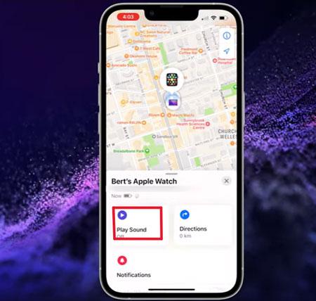 Putar Suara untuk melakukan ping ke Apple Watch dari iPhone Cari Milik Saya