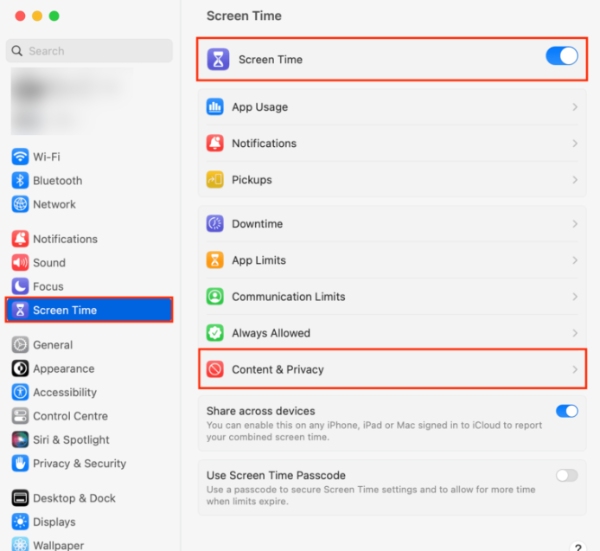 Screen Time on Mac - restricted websites