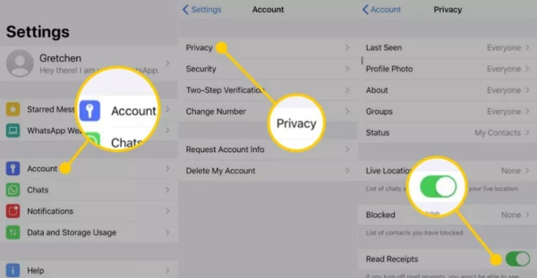 Impostazioni -Account-Privacy-Conferme di lettura