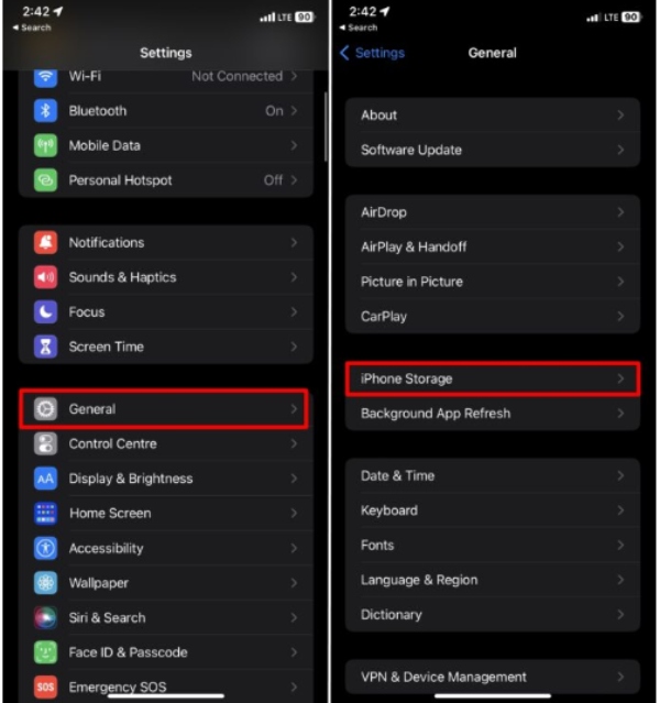 Settings-General-iPhone Storage