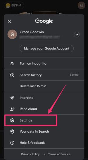 Go for settings on Android