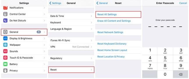 Steps to Reset all Settings on iPhone