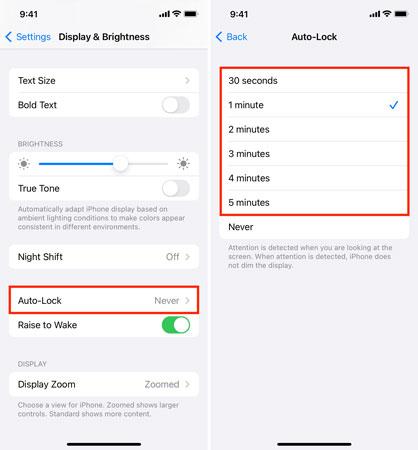 Steps to check Auto-lock settings on iPhone