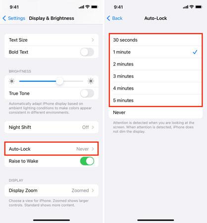 Schritte zum Überprüfen einstellungen für die automatische Sperre auf dem iPhone