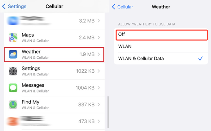 Dữ liệu mạng WLAN &amp; di động trên iPhone