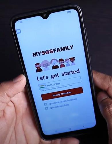 enter phone number on My SOS Family app