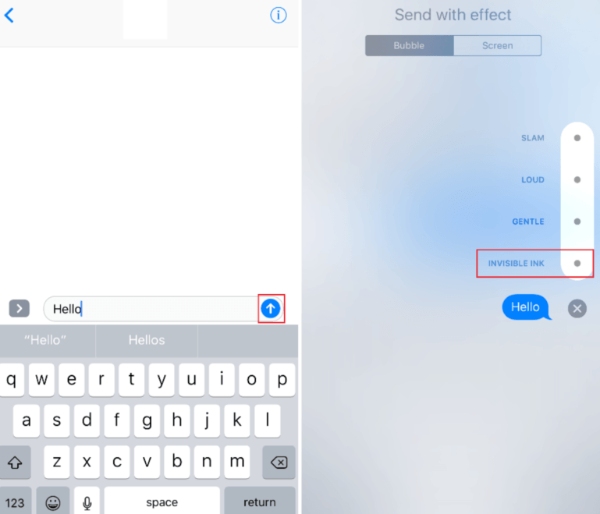 ocultar mensajes a través de Invisible INK en iPhone