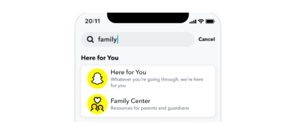 elérheti a Family Centert a Snapchat alkalmazáson belül