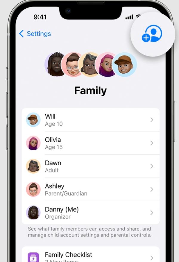 create a free account using Family Sharing