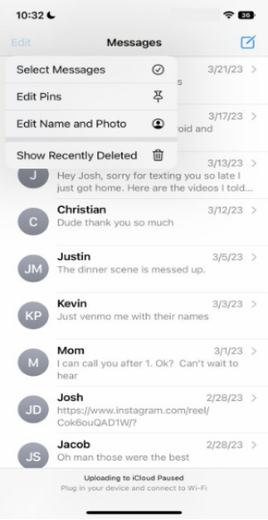 iPhone a récemment supprimé les messages 2 