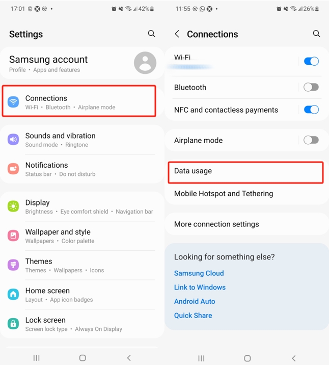 Utilizzo dei dati di connessione di Android 12