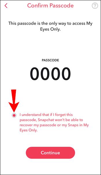 confirm passcode