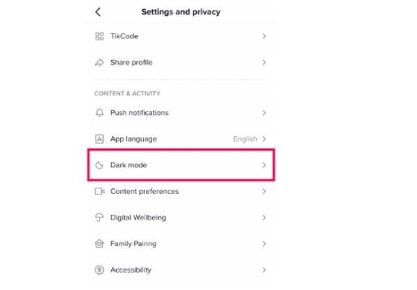 How to get dark mode on TikTok iPhone 2