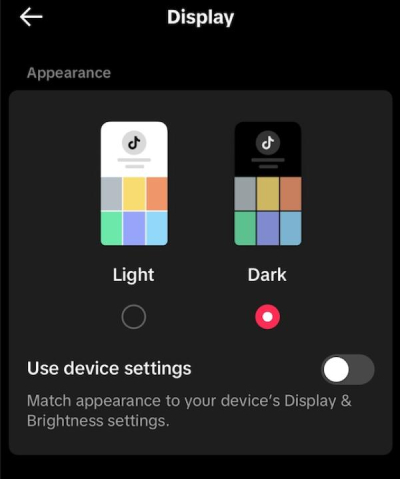 How to turn on dark mode on TikTok on Android 5