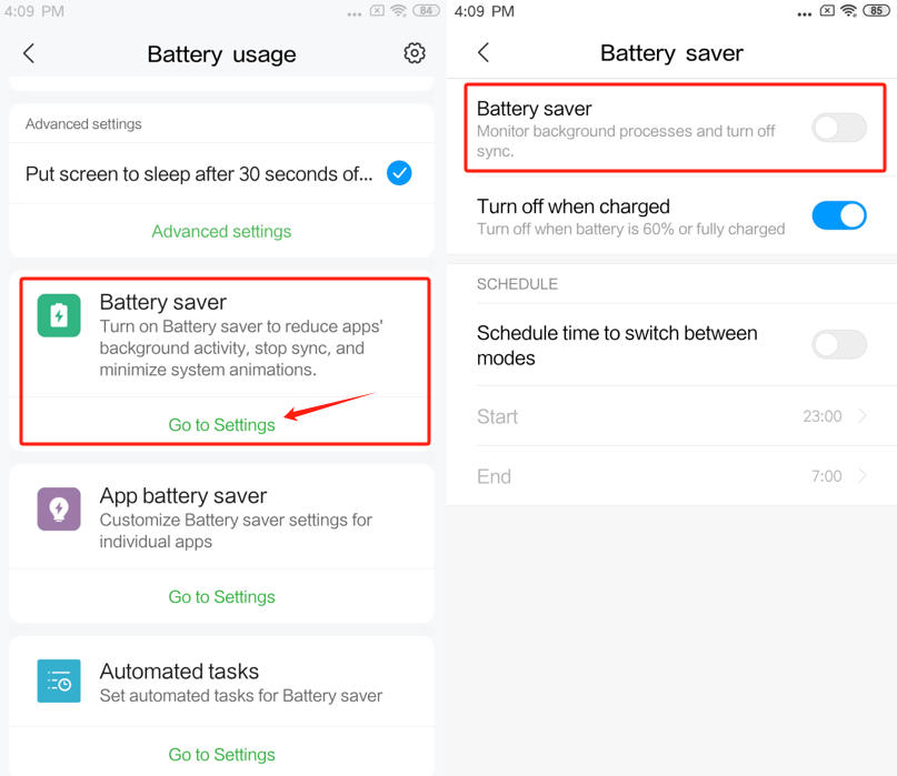 Xiaomi MIUI 10 batterie