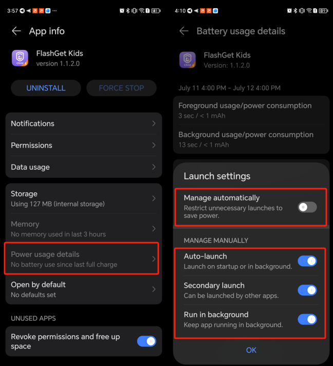 Magic power usage details