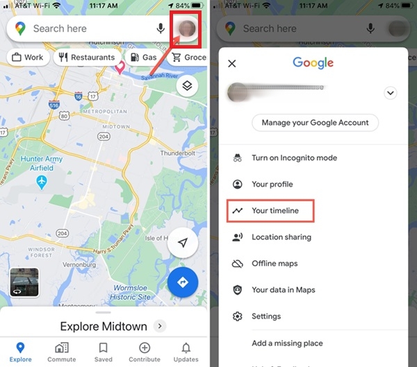 Buka Garis Waktu Google Maps