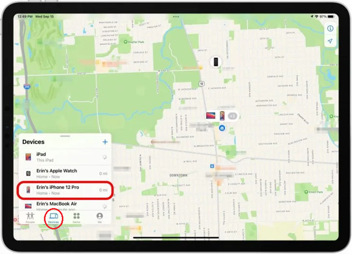 temukan iPhone dari iPad