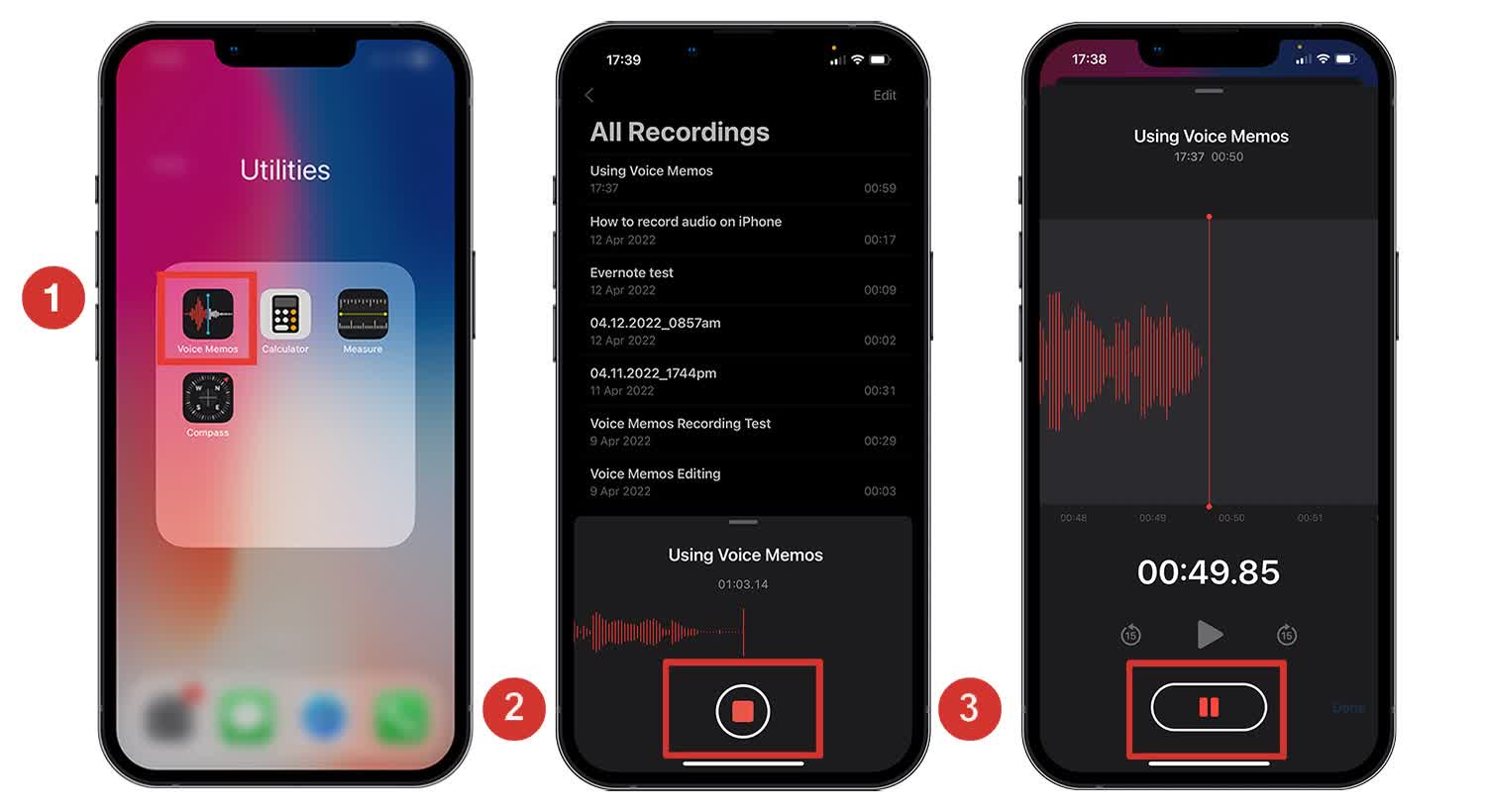 registra l&#39;audio su un iPhone