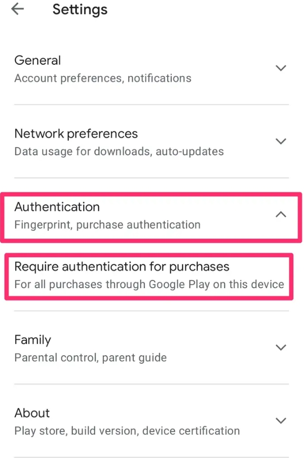 turn on or off in app purchases on Android devices