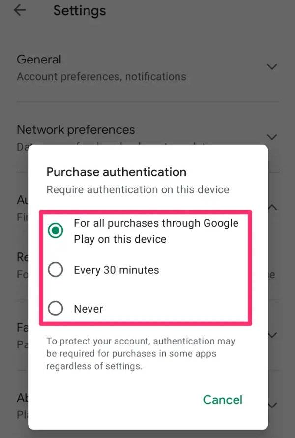 Untuk semua pembelian melalui Google Play di perangkat ini