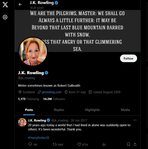 Twitter của JK Rowling