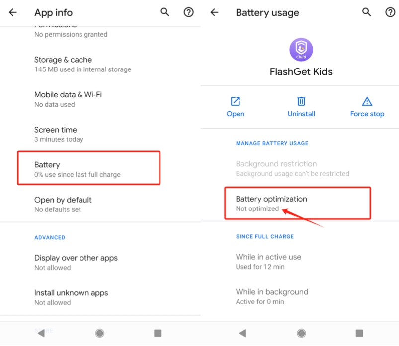 Pixel Android 10 informace o aplikaci baterie