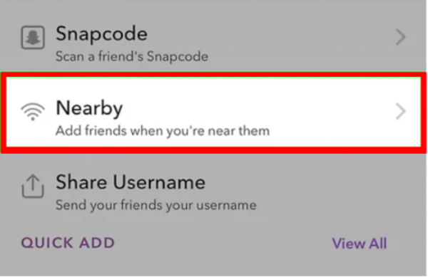 add Snapchat friends by nearby