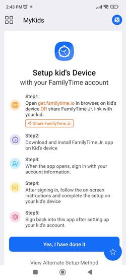 configurer l&#39;application FamilyTime 2