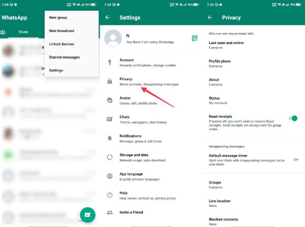 Adjust WhatsApp privacy settings for security