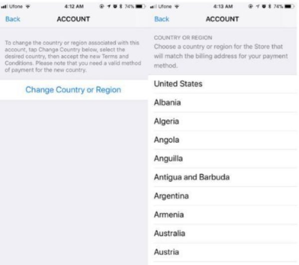 iPhone 4のApp Storeで国を変更する方法