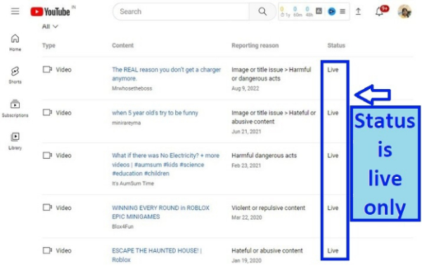 Tutorial on viewing YouTube report history 4